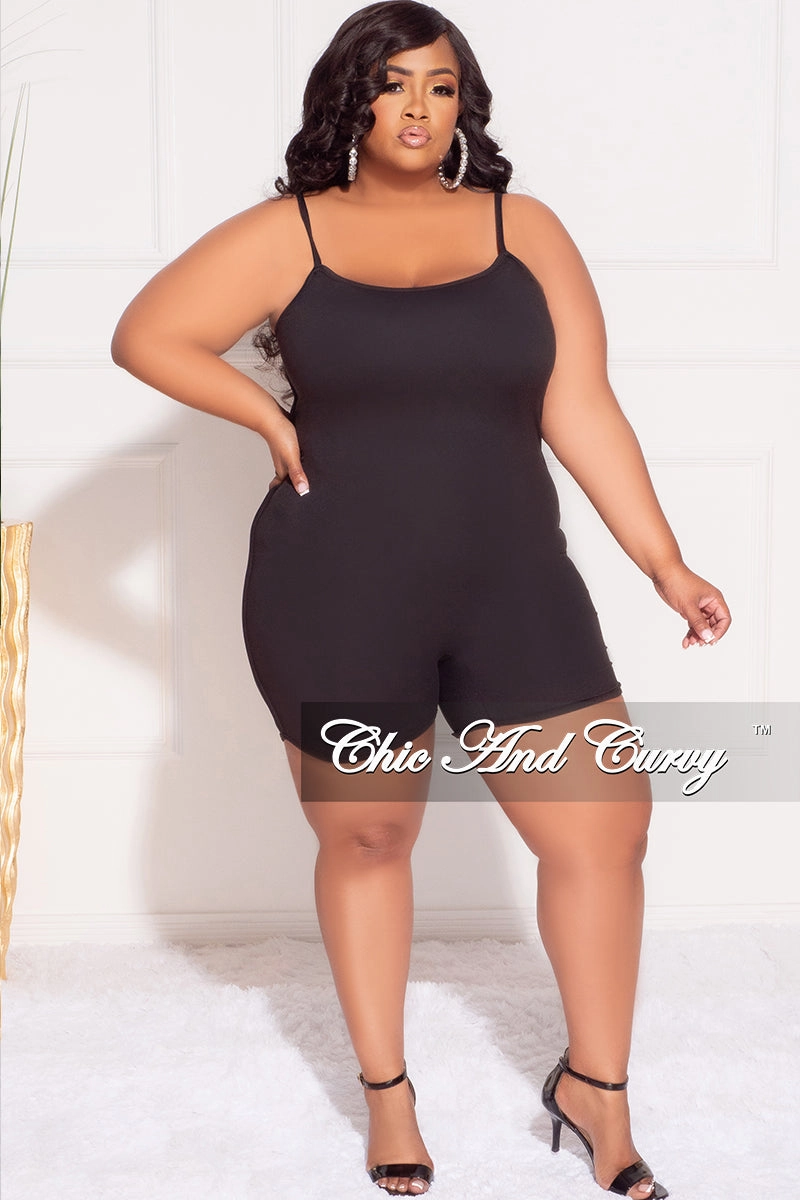 Simple Comfort Final Sale Plus Size Spaghetti Strap Romper in Black