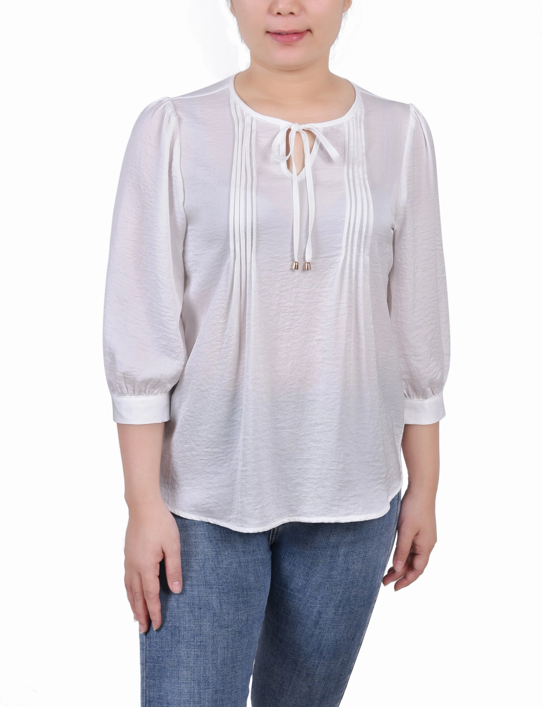 Petite Elbow Sleeve Satin Blouse Colorfast Dye Method