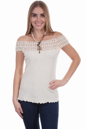 Quick Dry Technology Active Lifestyle Scully Womens Natural 100% Cotton Crochet S/S Tunic