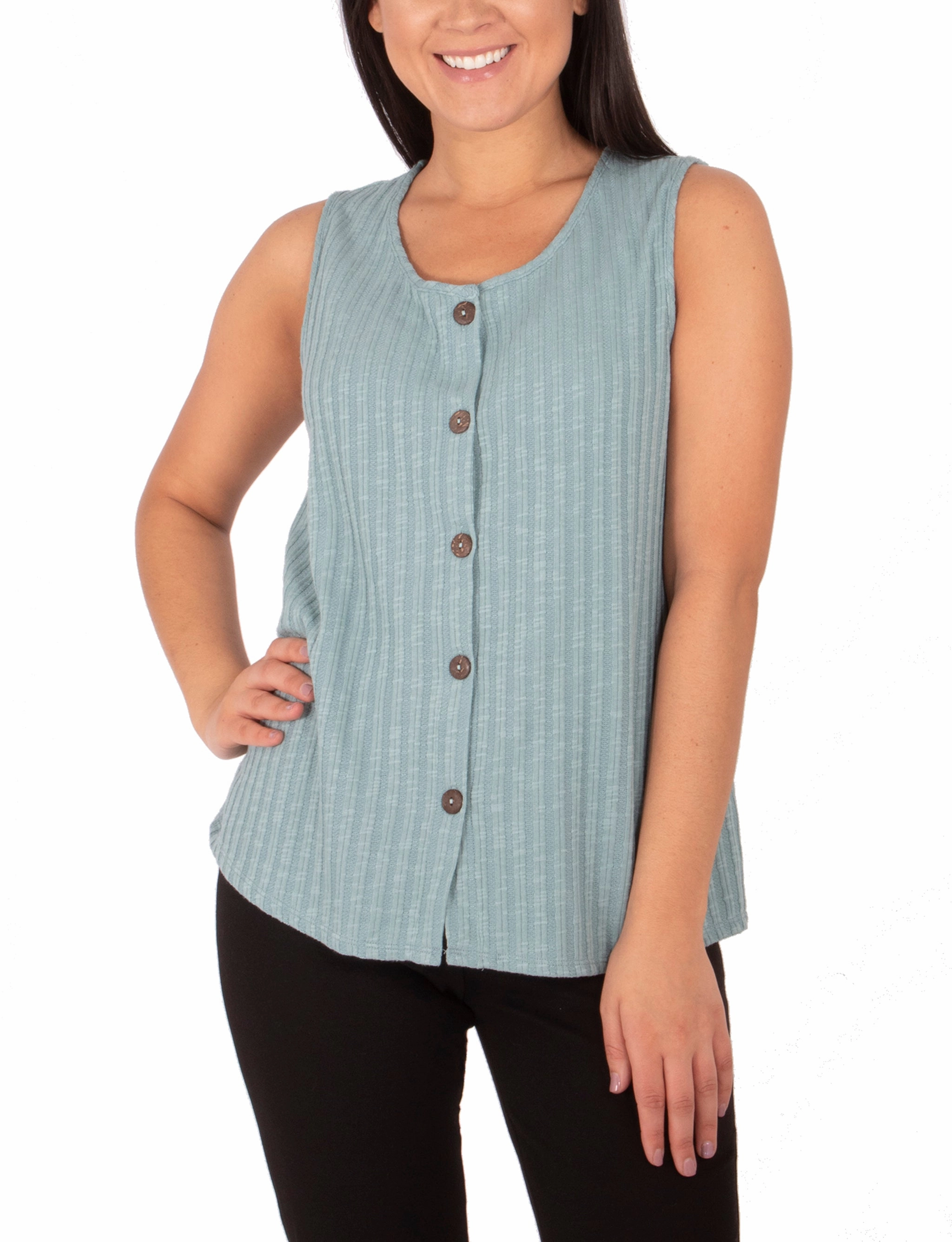 LightReflective SunProtective Sleeveless Button Front Top