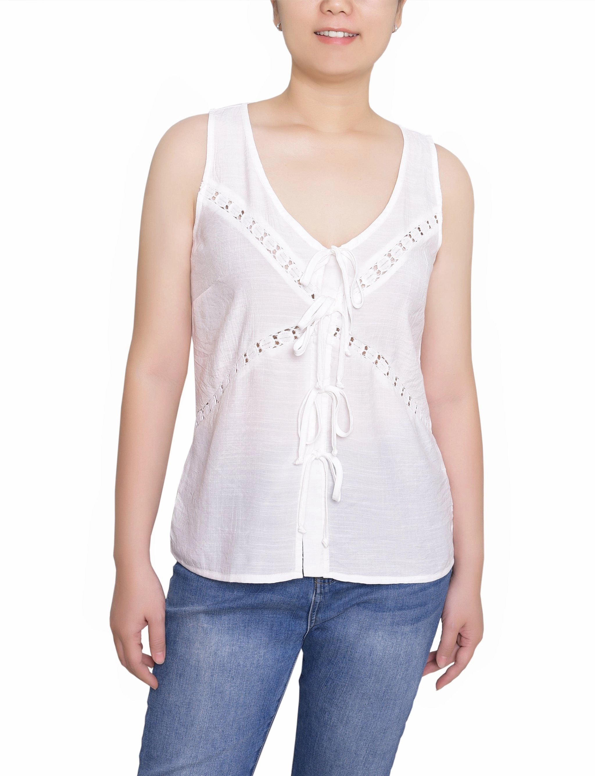 Sleeveless Tie Detail Blouse Flex Fit Shoulder Construction