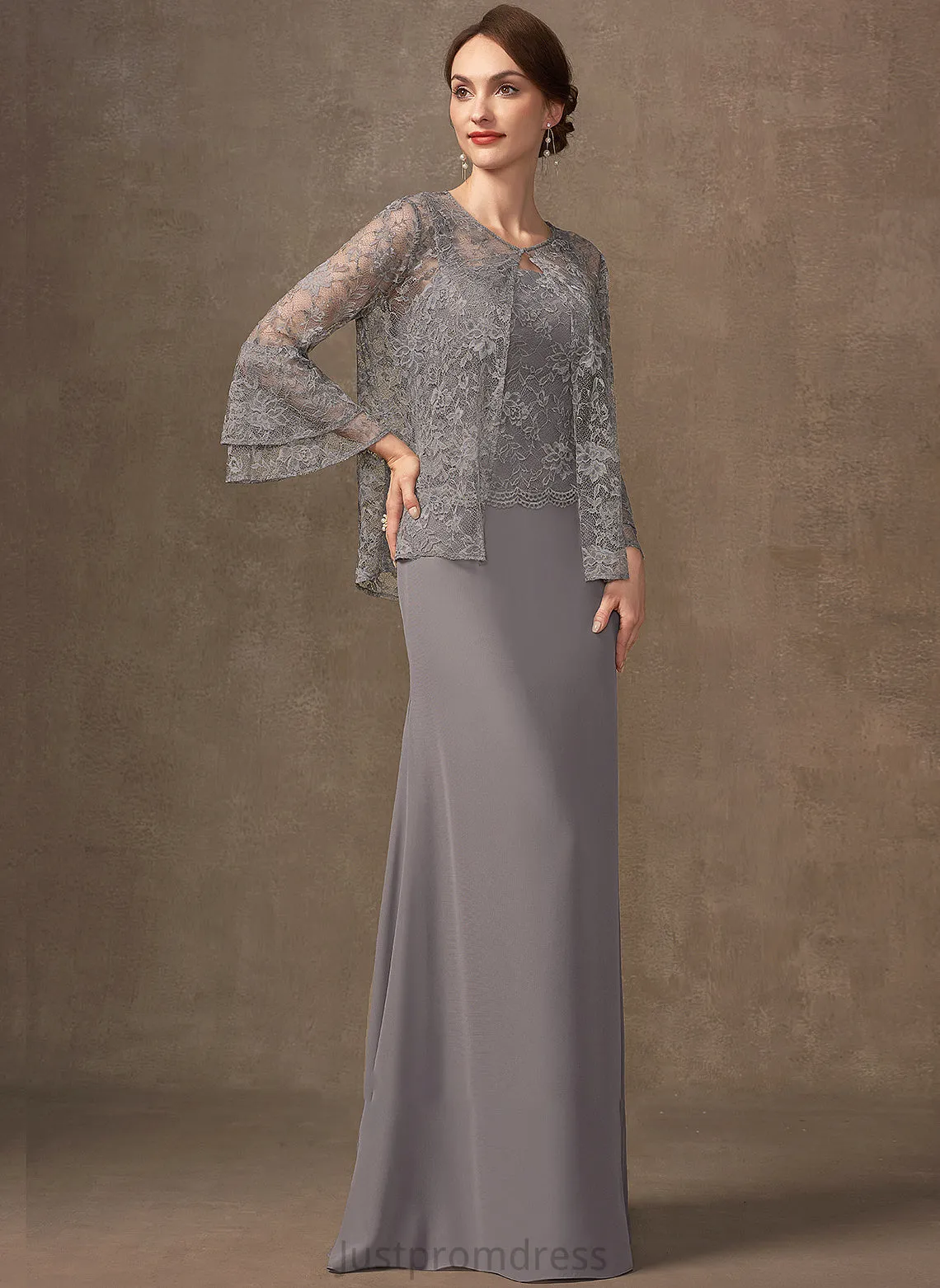 Floor-Length Sheath/Column Mother of the Bride Dresses the Lace Chiffon Neckline Bride Mother Dress Saniya of Square
