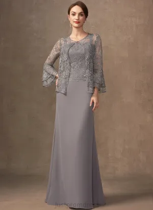 Floor-Length Sheath/Column Mother of the Bride Dresses the Lace Chiffon Neckline Bride Mother Dress Saniya of Square