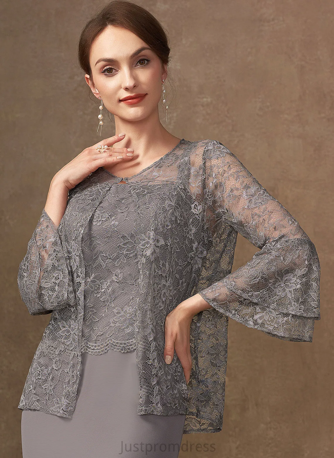 Floor-Length Sheath/Column Mother of the Bride Dresses the Lace Chiffon Neckline Bride Mother Dress Saniya of Square