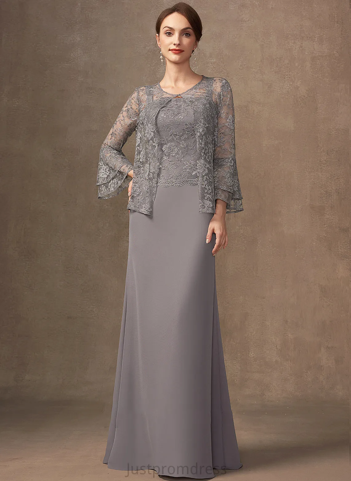 Floor-Length Sheath/Column Mother of the Bride Dresses the Lace Chiffon Neckline Bride Mother Dress Saniya of Square