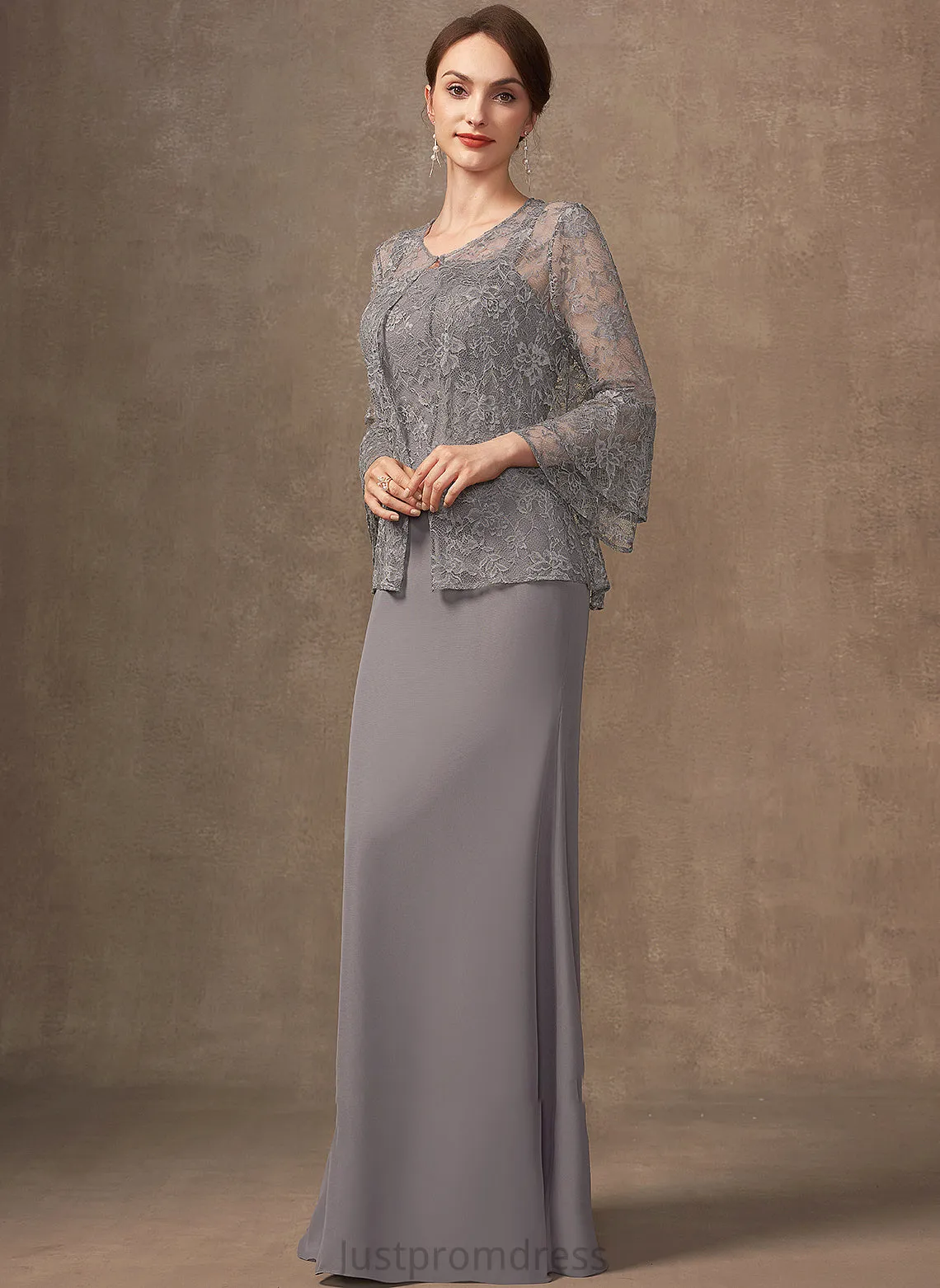 Floor-Length Sheath/Column Mother of the Bride Dresses the Lace Chiffon Neckline Bride Mother Dress Saniya of Square