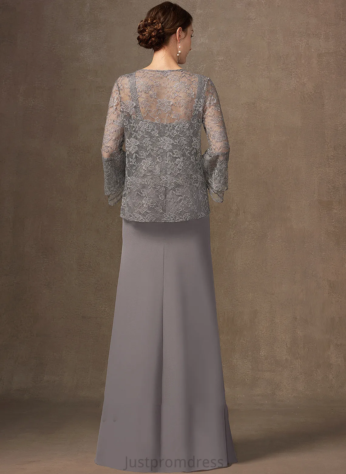 Floor-Length Sheath/Column Mother of the Bride Dresses the Lace Chiffon Neckline Bride Mother Dress Saniya of Square