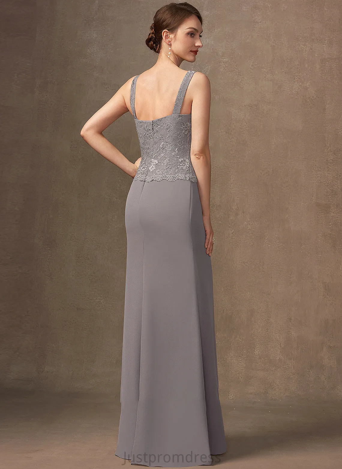 Floor-Length Sheath/Column Mother of the Bride Dresses the Lace Chiffon Neckline Bride Mother Dress Saniya of Square