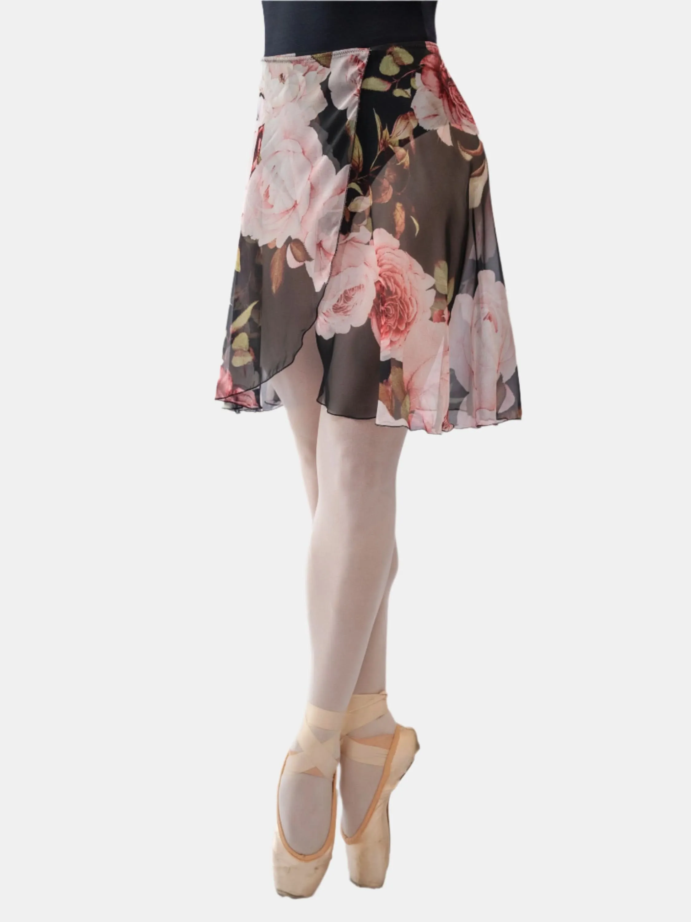 Floral Black Wrap Long Dance Skirt MP339