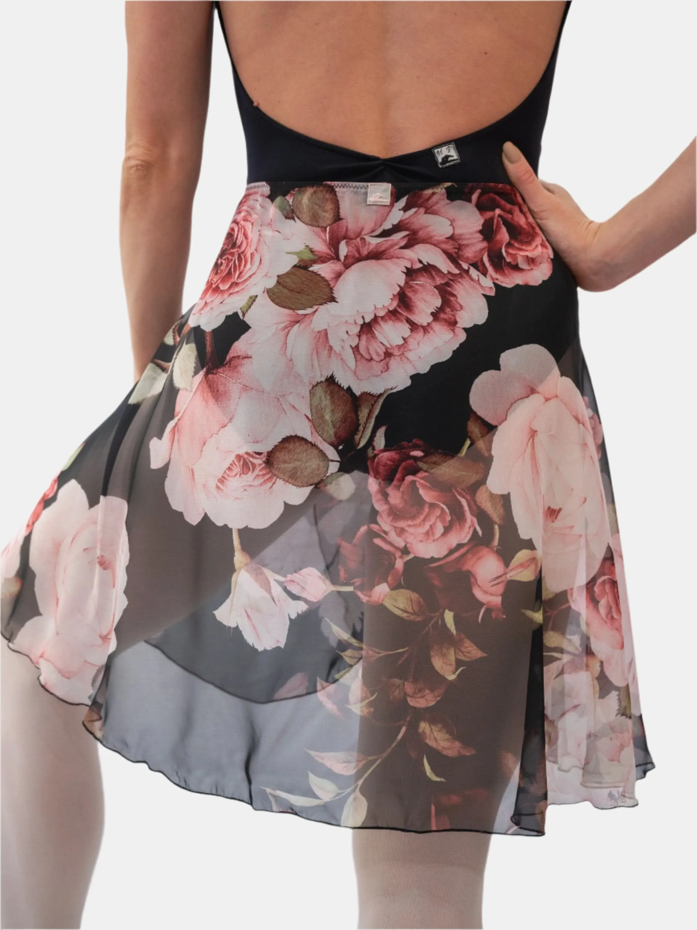 Floral Black Wrap Long Dance Skirt MP339