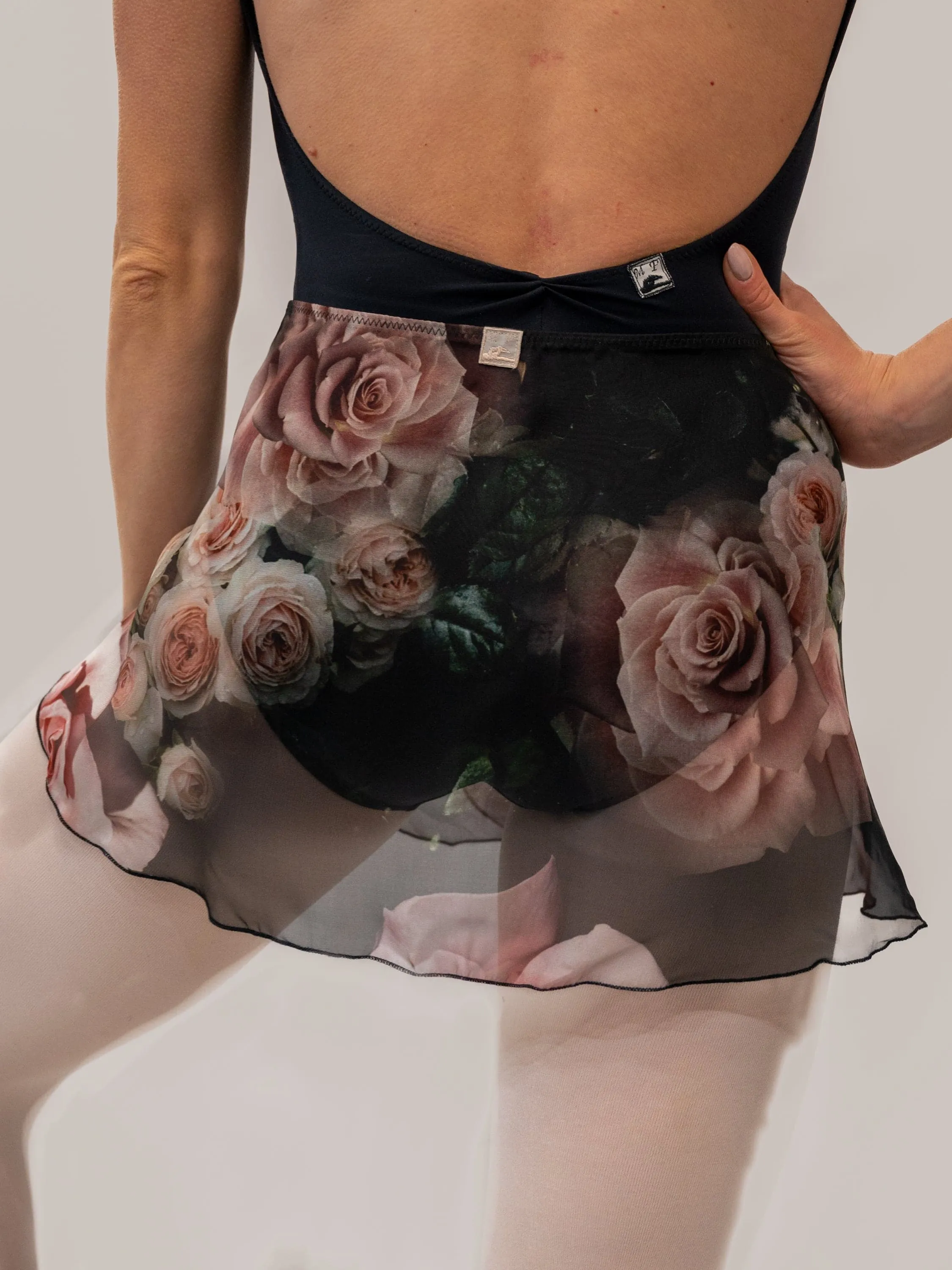 Floral Black Wrap Short Dance Skirt MP302