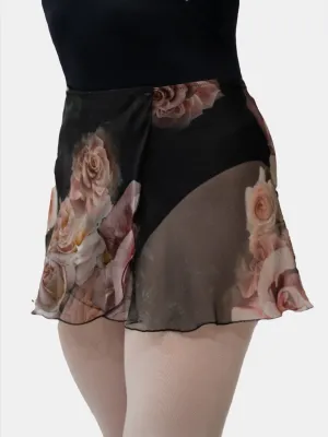 Floral Black Wrap Short Dance Skirt MP302