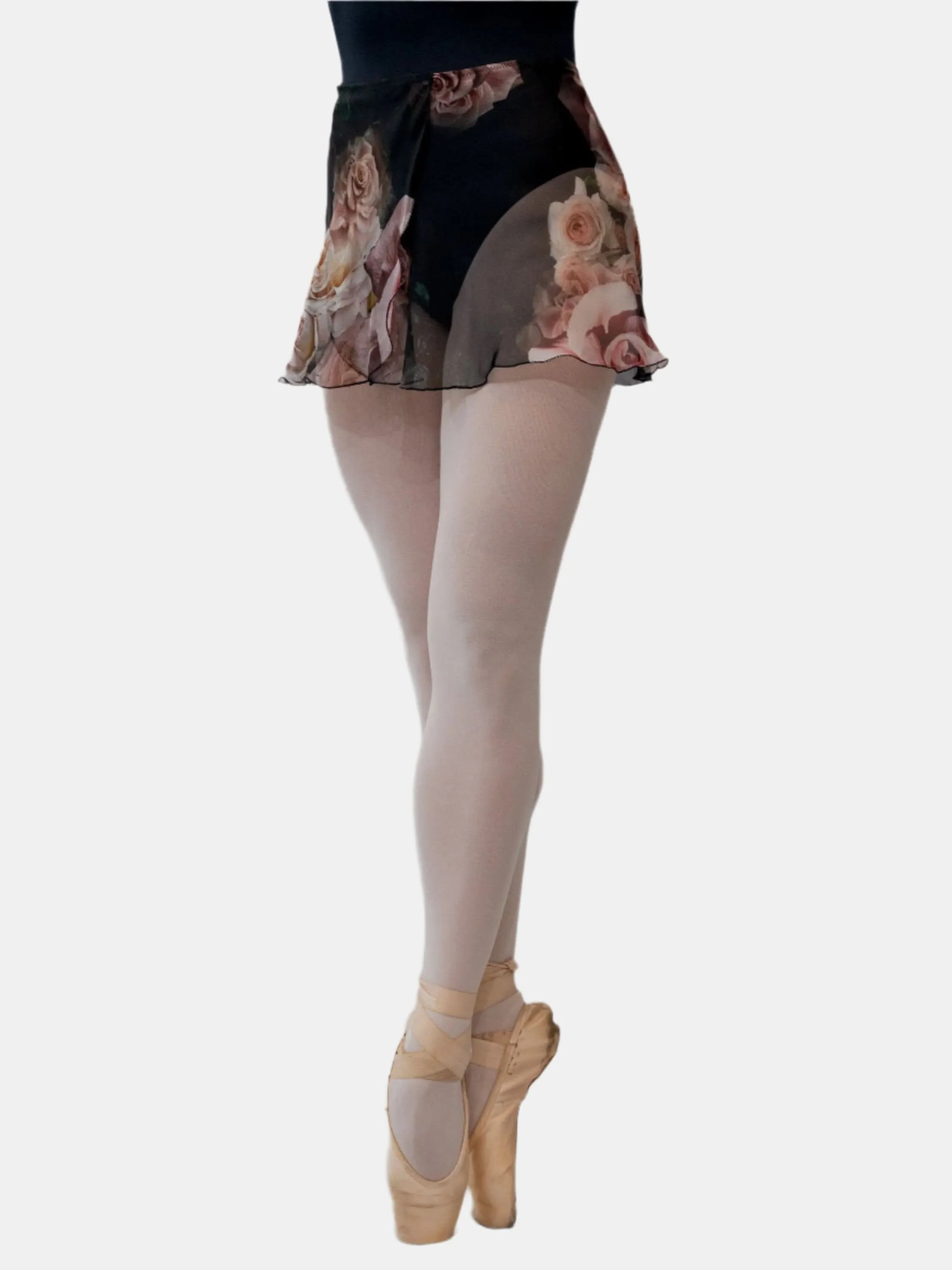 Floral Black Wrap Short Dance Skirt MP302