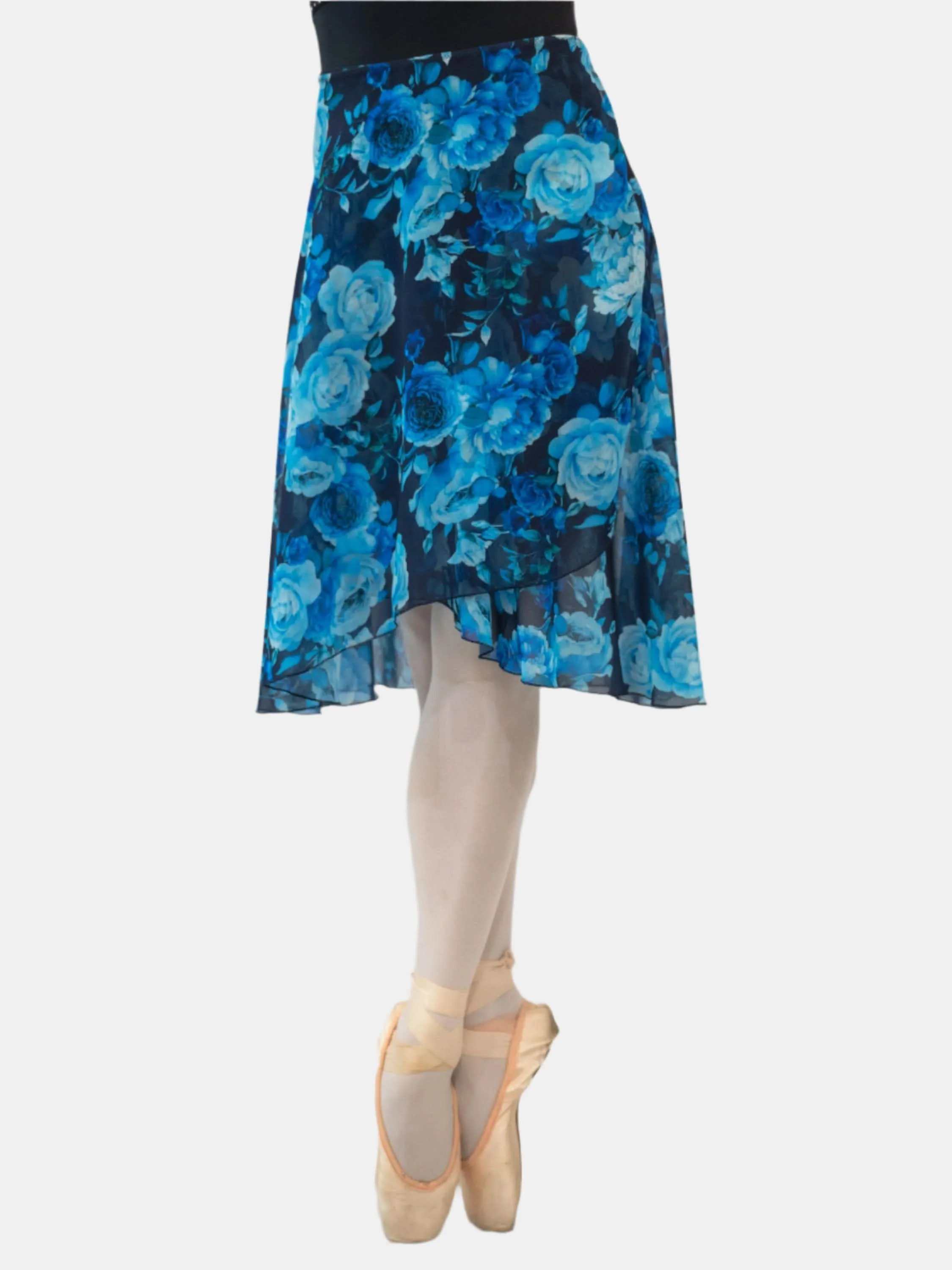 Floral Blue Wrap Long Dance Skirt MP310