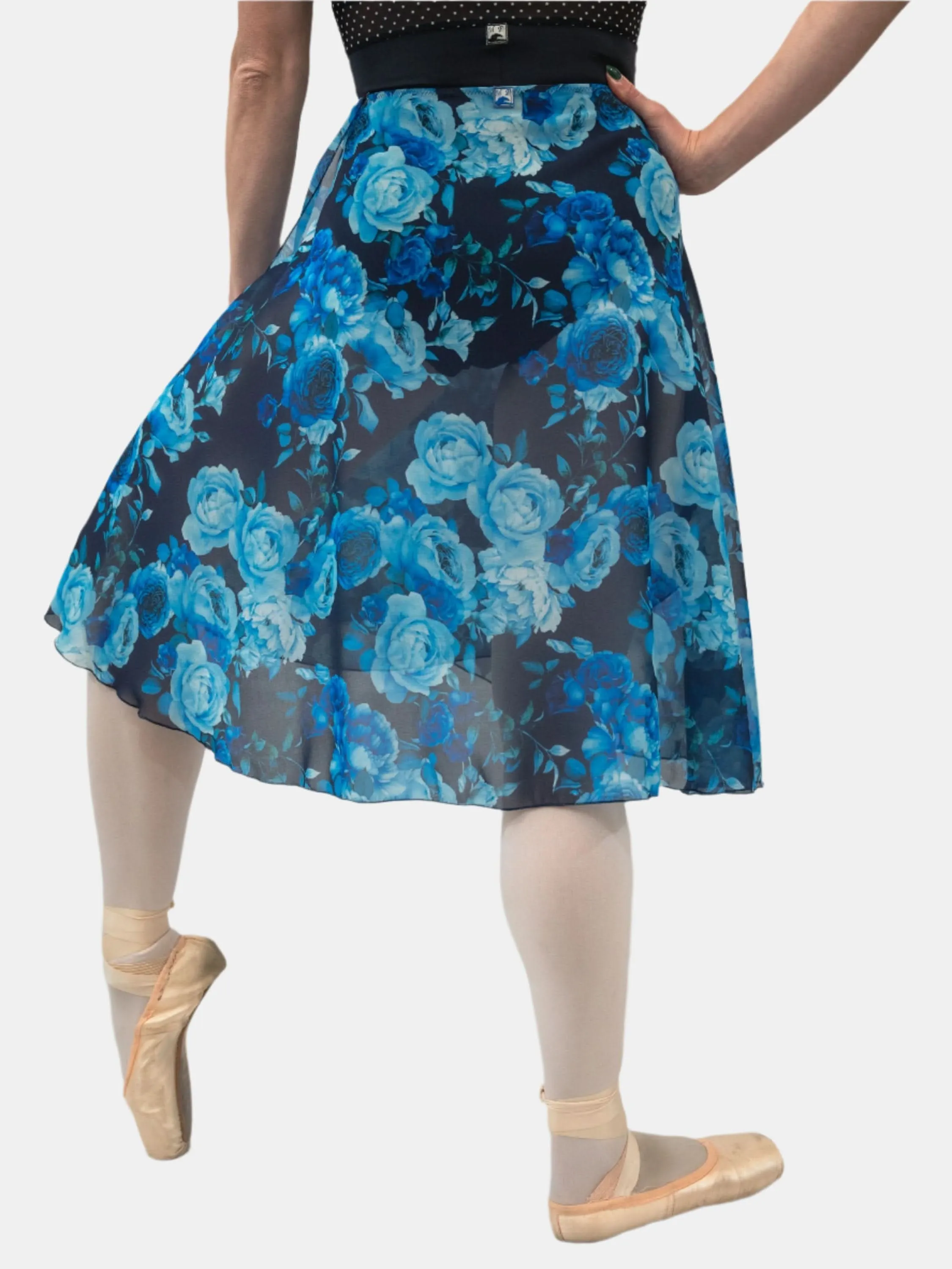 Floral Blue Wrap Long Dance Skirt MP310
