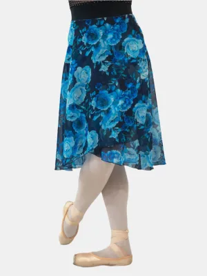 Floral Blue Wrap Long Dance Skirt MP310