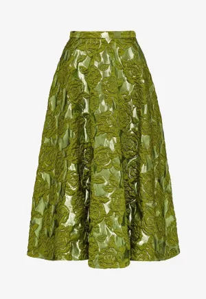 Floral Brocade Midi Skirt