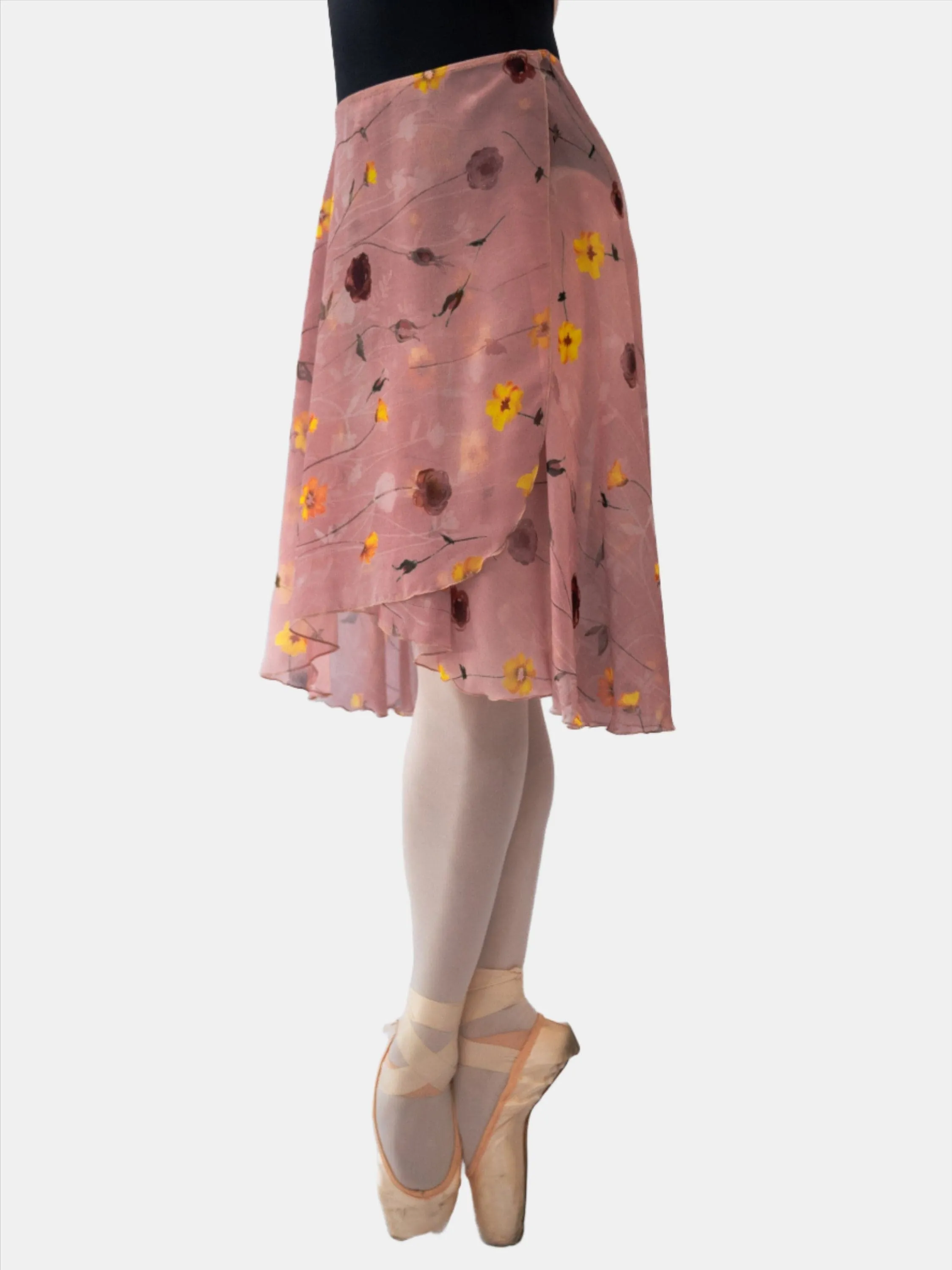 Floral Old Rose Wrap Long Dance Skirt MP310