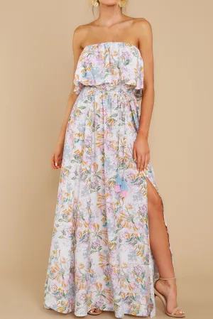 Floral Print Strapless Tube Top Maxi Dress