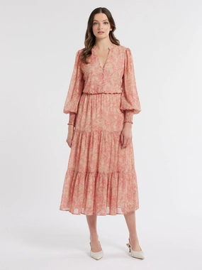 Floral Paisley Dress Scandi Light Asymmetrical hem