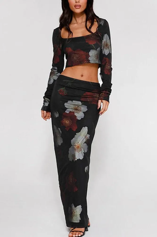 Flower Print Two Piece Suit