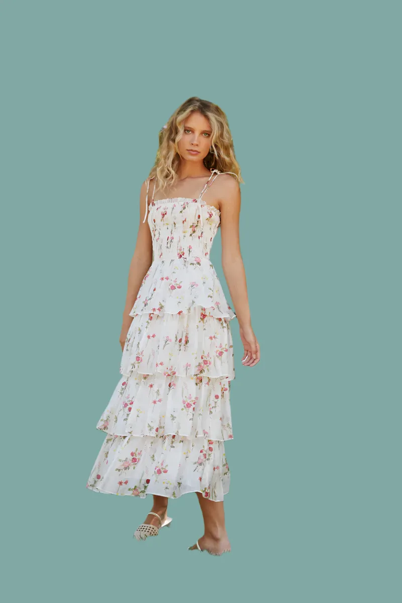 Olive Tiered Dress Layering Fit