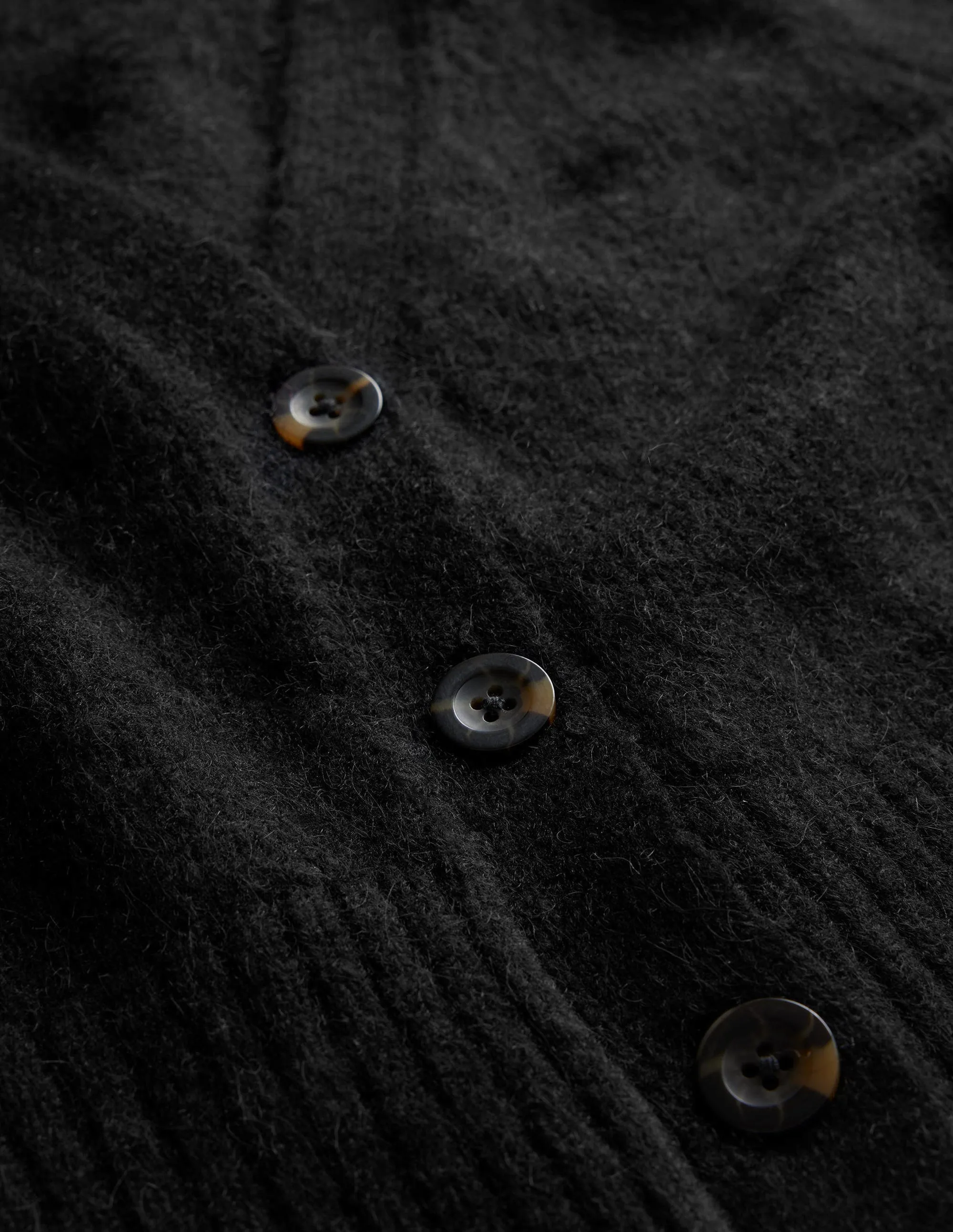 Fluffy Cropped V-Neck Cardigan-Black
