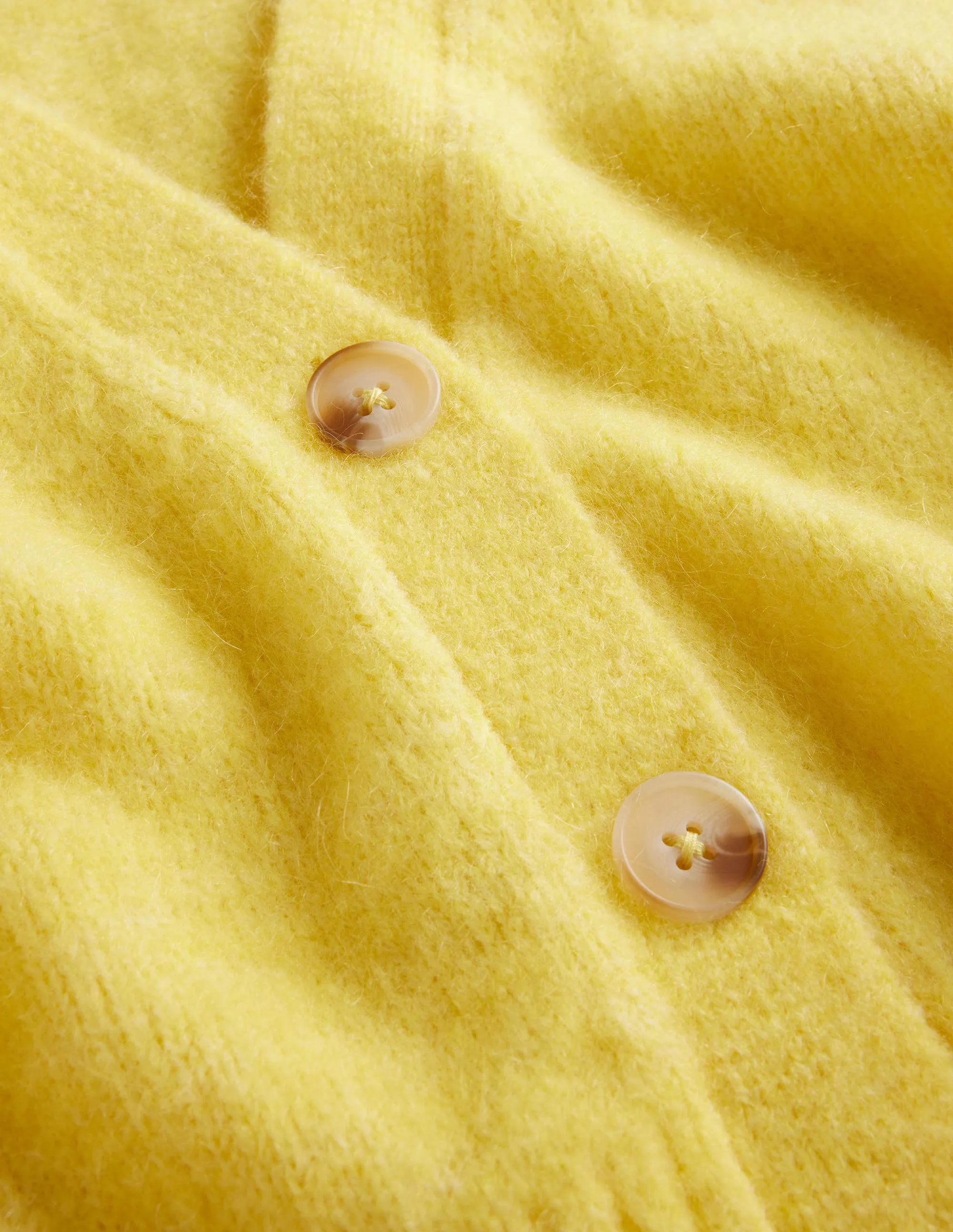 Fluffy Cropped V-Neck Cardigan-Bumble Bee