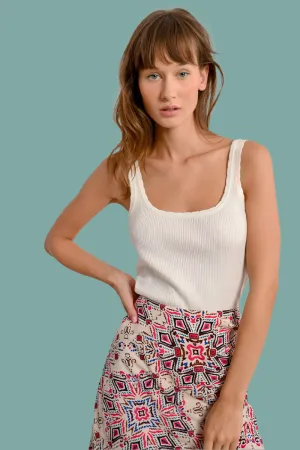 Knitted Tank Top Formal Blouse Anti Fade Technology