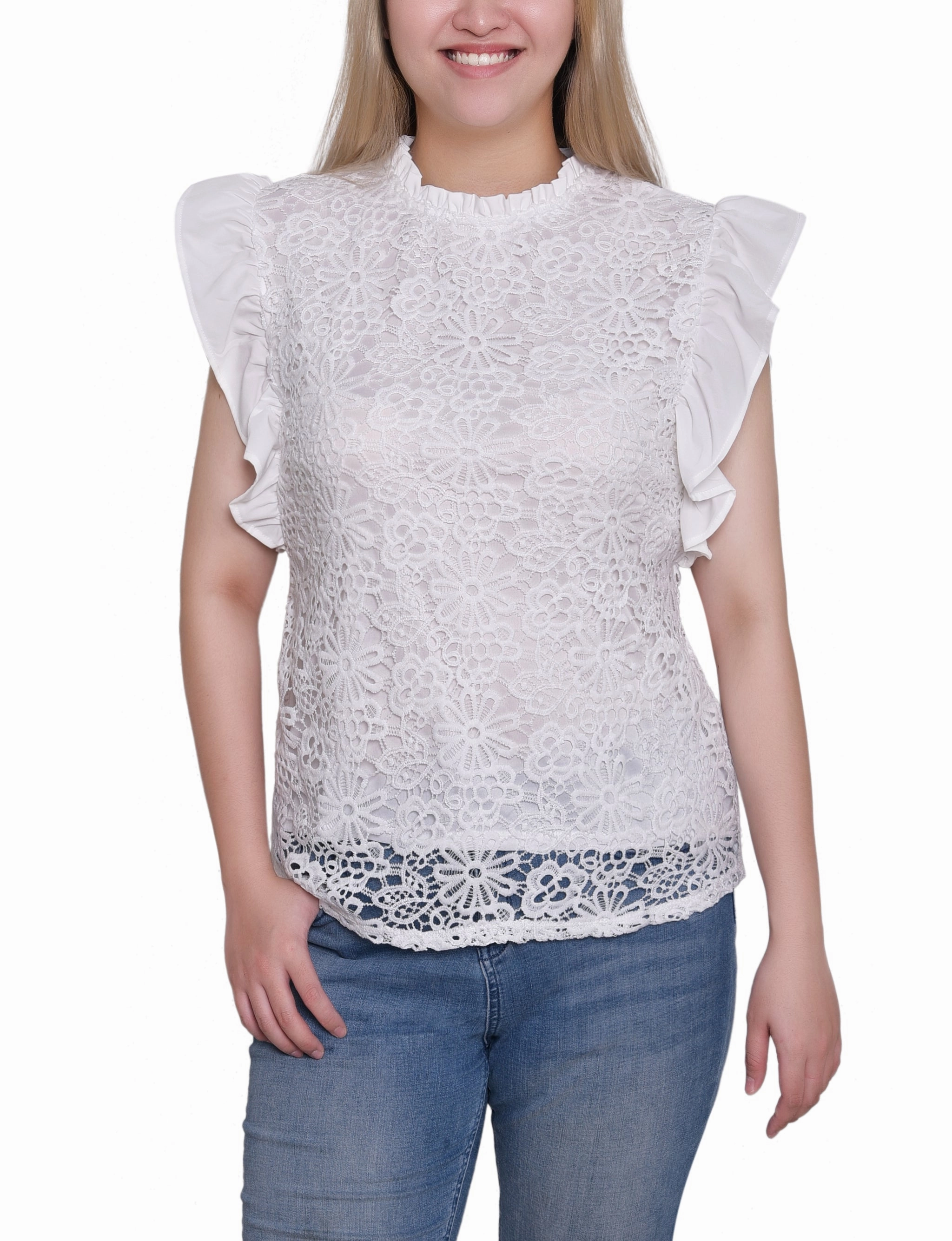 Thermal Regulation System Flutter Sleeve Lace Top