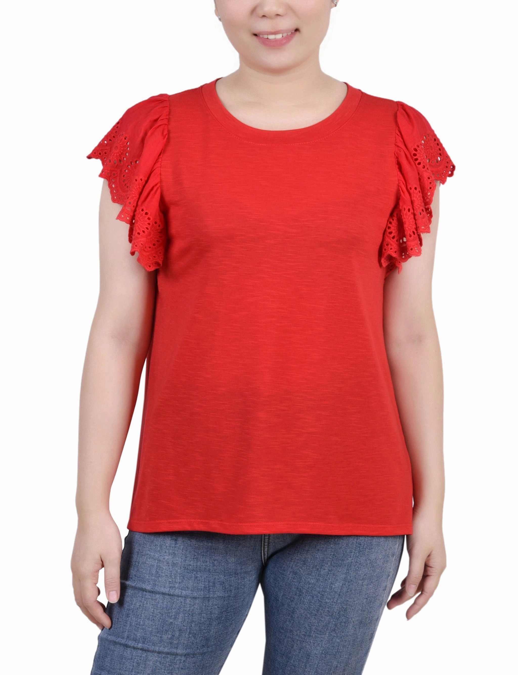 Flutter Sleeve Slub Knit Top AllDaySoftness