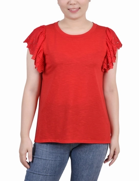 Flutter Sleeve Slub Knit Top AllDaySoftness