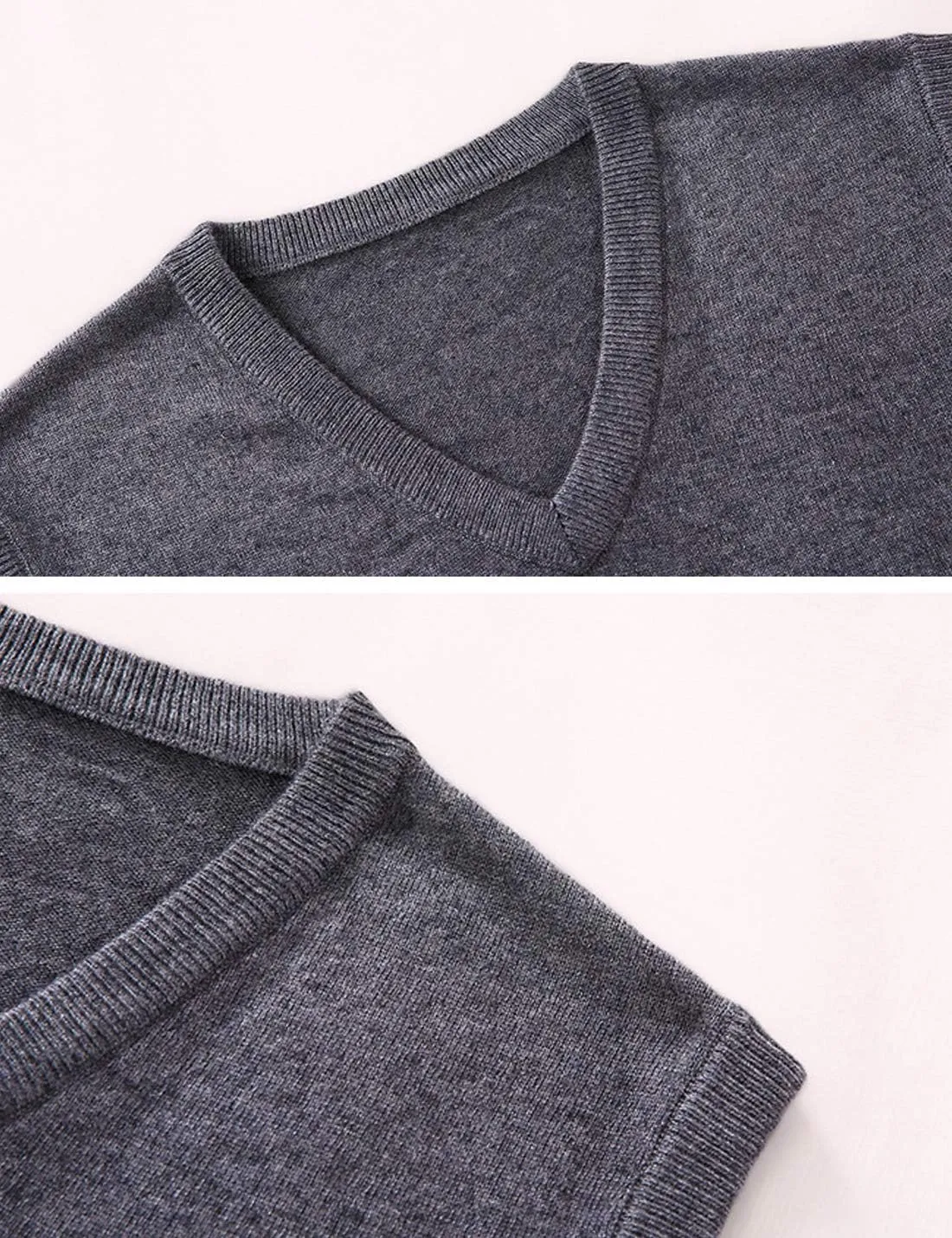 Flygo Men's Basic Slim Fit V-Neck Pullover Sweater Vest Wool Blend Knit Vest