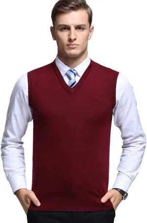 Flygo Men's Basic Slim Fit V-Neck Pullover Sweater Vest Wool Blend Knit Vest