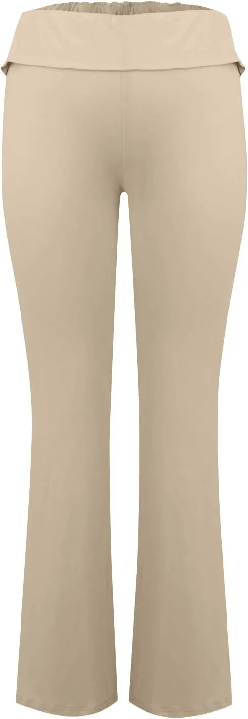 Fold Over Yoga Pants for Women Tummy Control Low Waist Flare Leggings with Pockets Bootcut Bell Bottom Athletic Pants