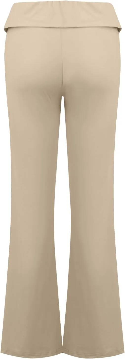 Fold Over Yoga Pants for Women Tummy Control Low Waist Flare Leggings with Pockets Bootcut Bell Bottom Athletic Pants