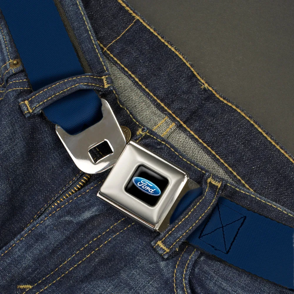 Ford Oval Full Color Black/Blue Seatbelt Belt - Navy Webbing