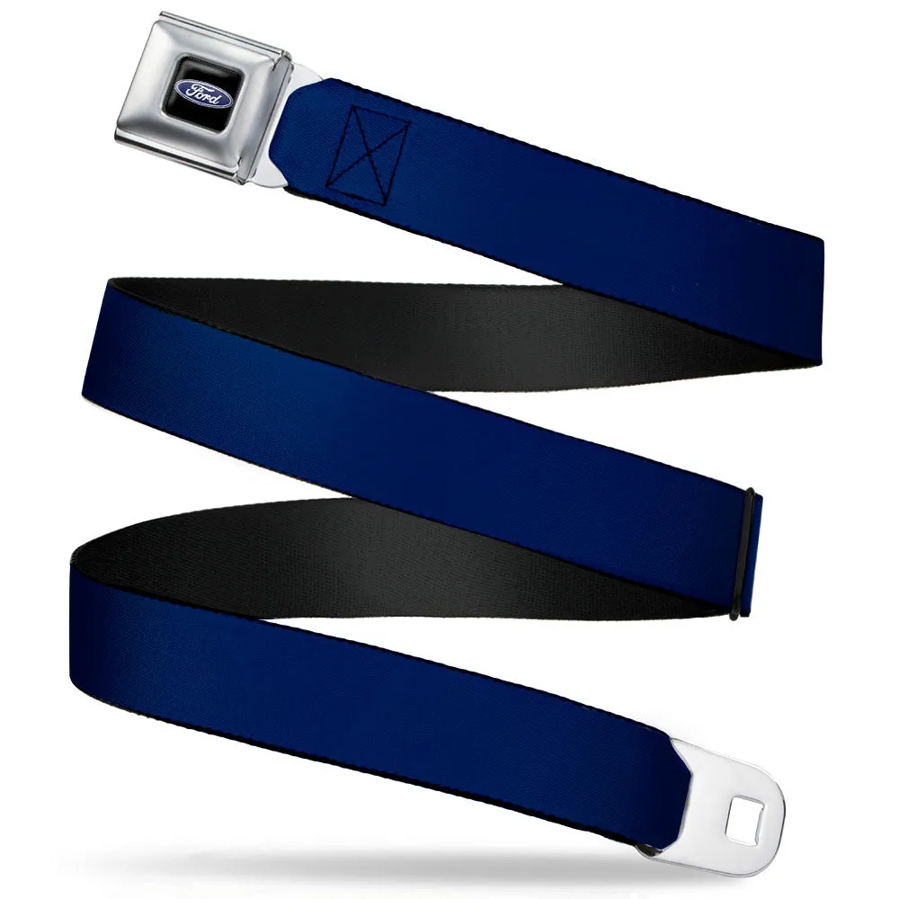 Ford Oval Full Color Black/Blue Seatbelt Belt - Navy Webbing