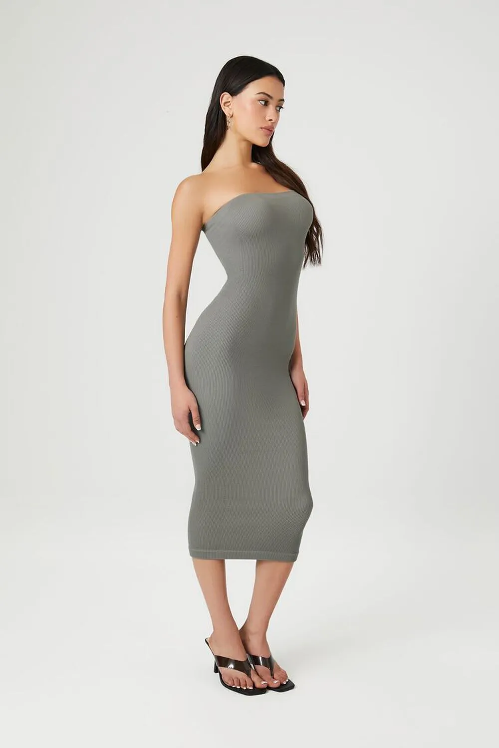 Forever 21 Seamless Sheath Midi Dress, Olive