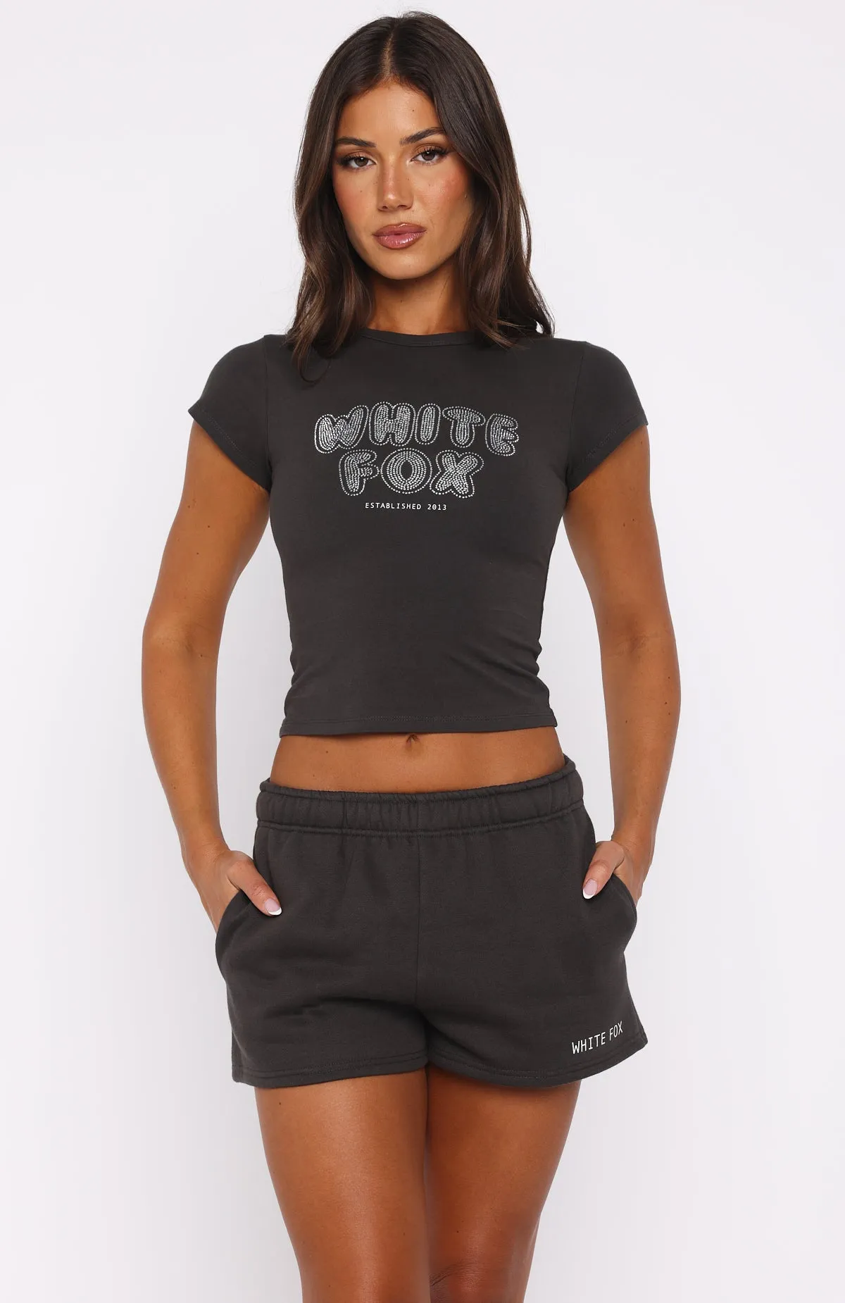 HighDensity Weave ZeroWaste Manufacturing Forever Is Ours Baby Tee Charcoal