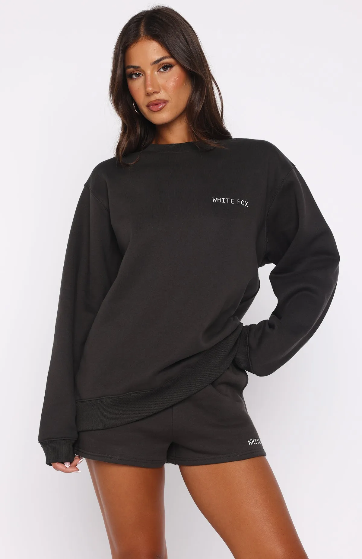 Warm Touch Forever Is Ours Oversized Sweater Charcoal