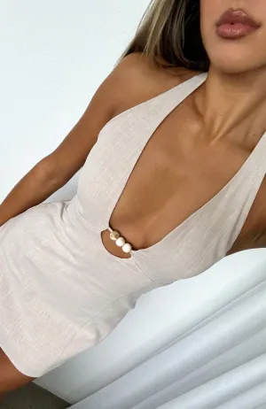 NonRestrictiveCut StretchComfortDesign Forever With You Halter Mini Dress Oat