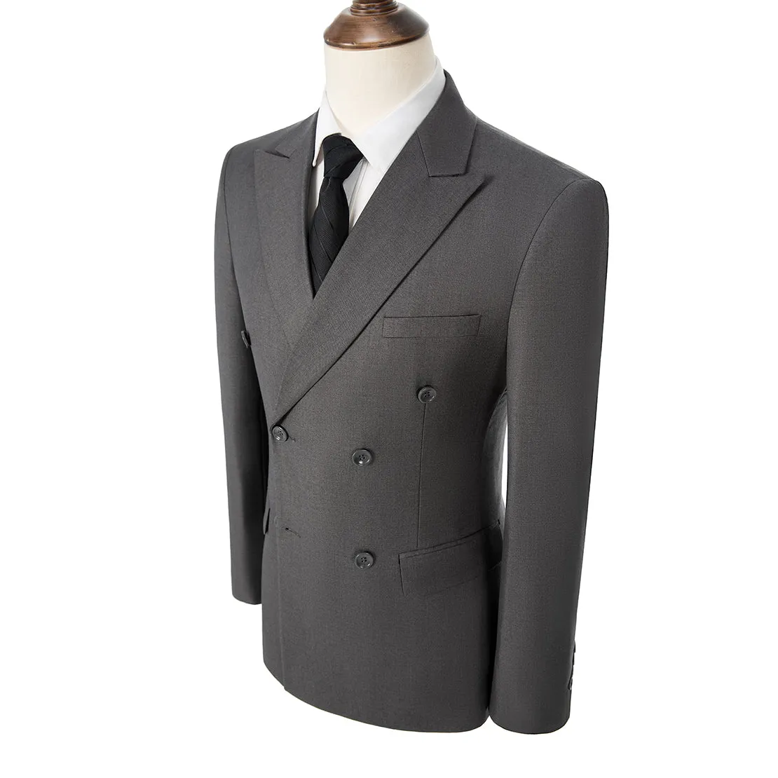 Formal 2 Pieces Mens Suit Flat Peak Lapel Double Breasted Tuxedos For Wedding (Blazer Pants)