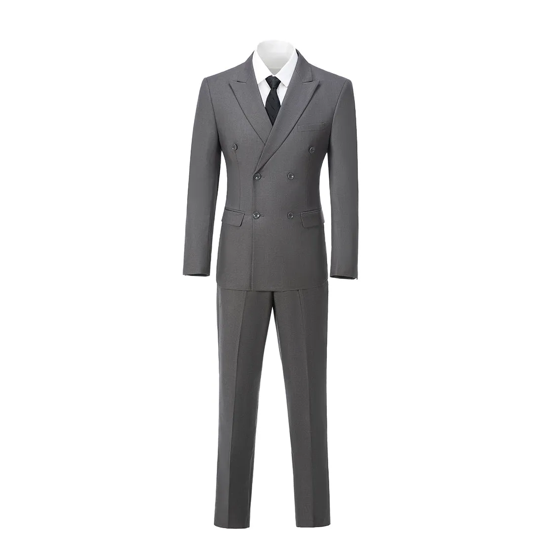 Formal 2 Pieces Mens Suit Flat Peak Lapel Double Breasted Tuxedos For Wedding (Blazer Pants)