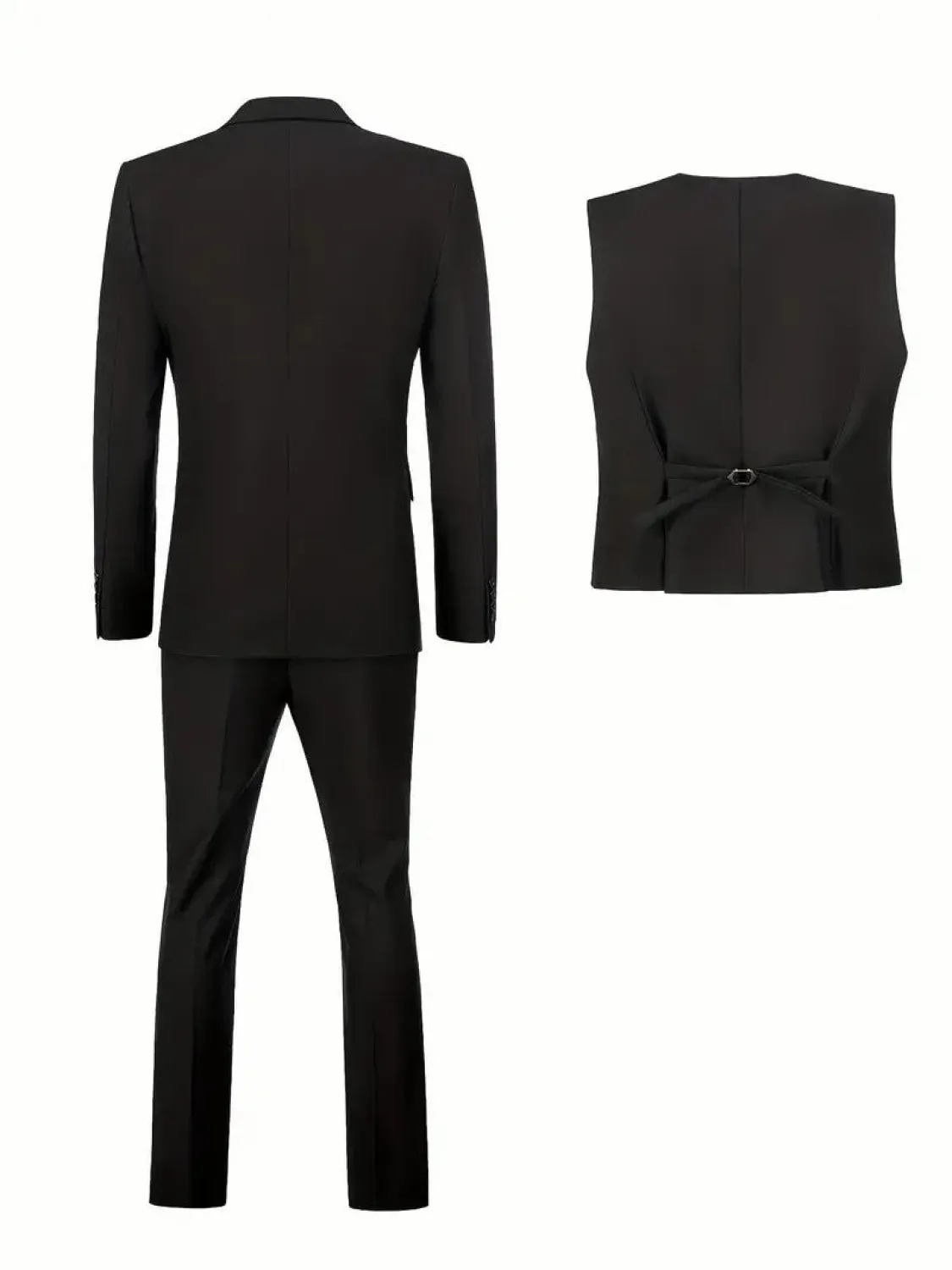 Formal Men's 3 Pieces Flat Slim Fit Peak Lapel Tuxedos Groomsmen (Blazer vest Pants)