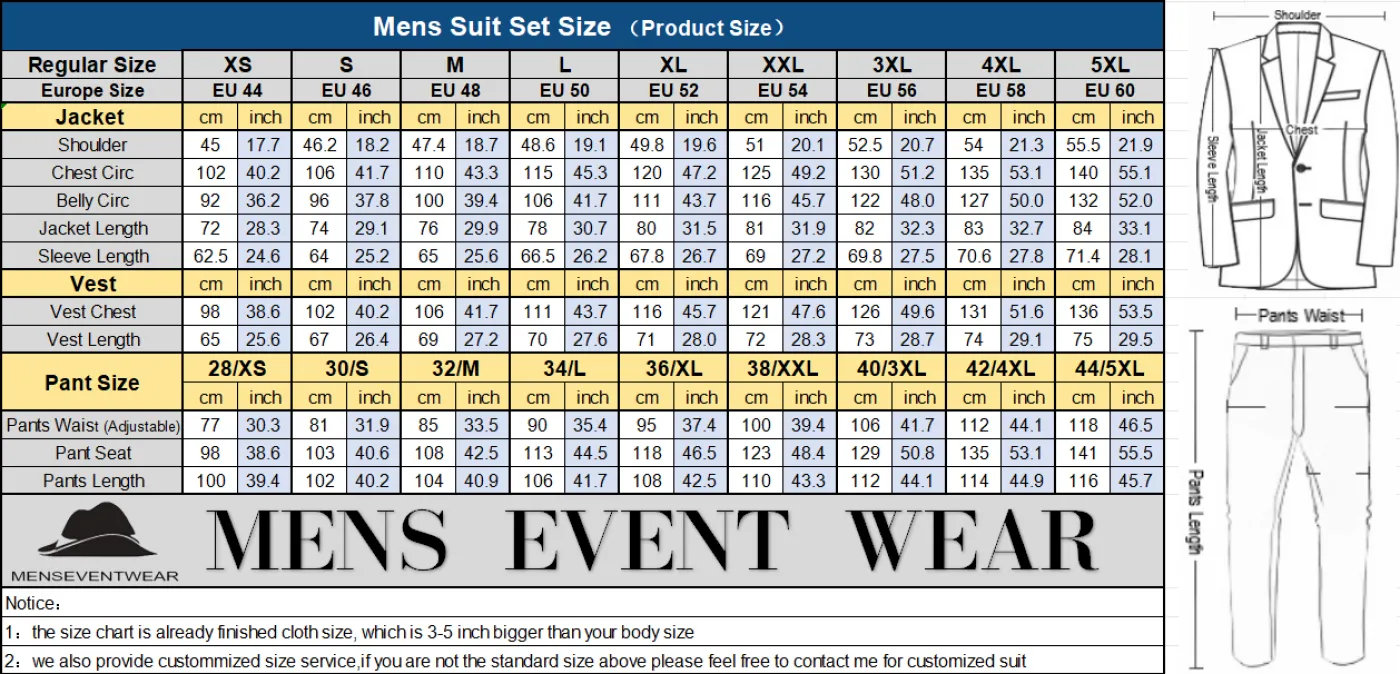 Formal Men's 3 Pieces Flat Slim Fit Peak Lapel Tuxedos Groomsmen (Blazer vest Pants)