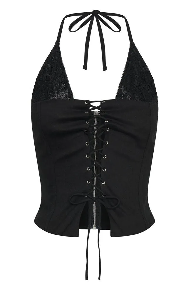 After Party Bustier Black Contrast Topstitching Detail Sporty Cardigan