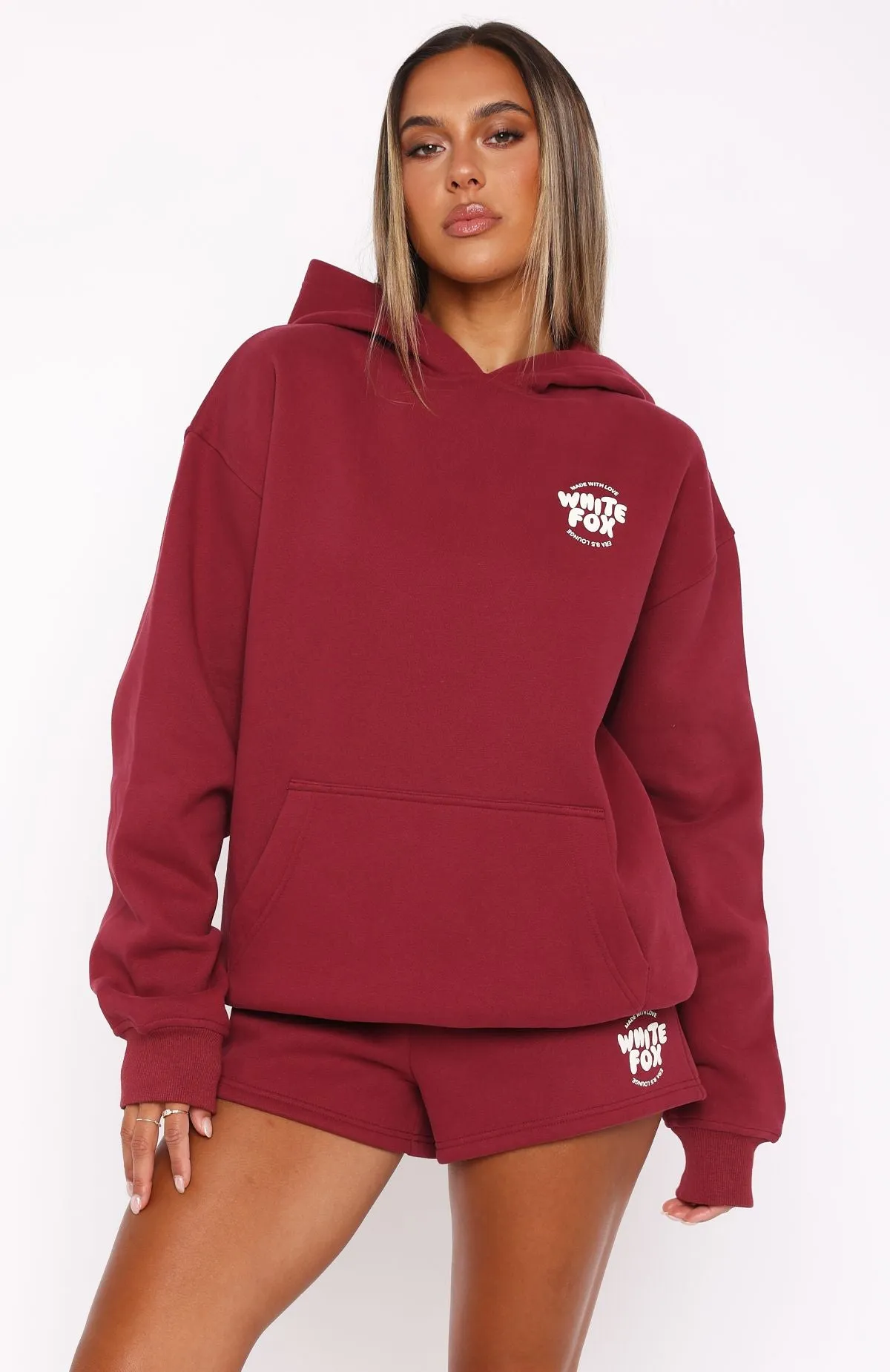 With Love For You Oversized Hoodie Burgundy Fall Wardrobe Airflow Channel Weave