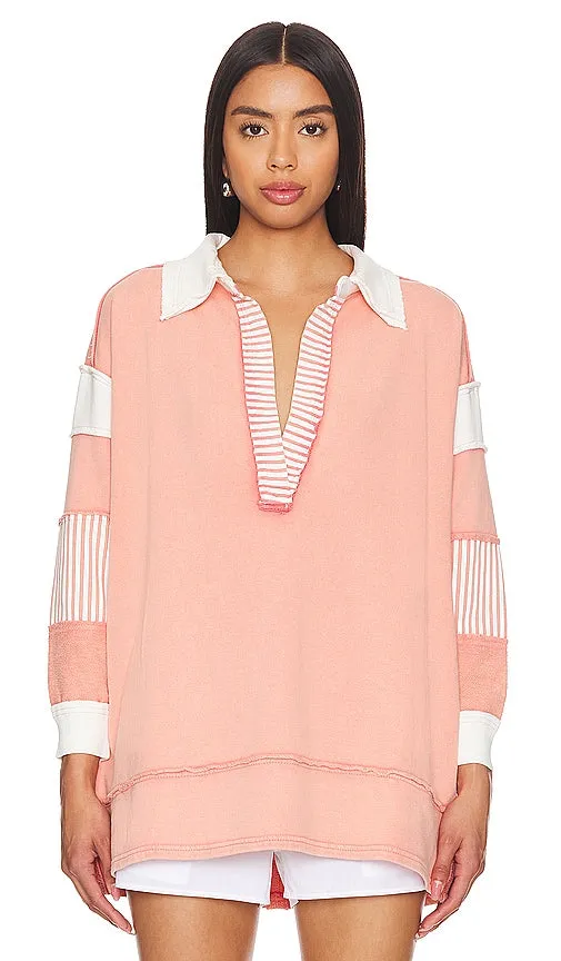 Free People Clean Prep Polo in Pink