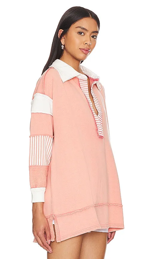 Free People Clean Prep Polo in Pink